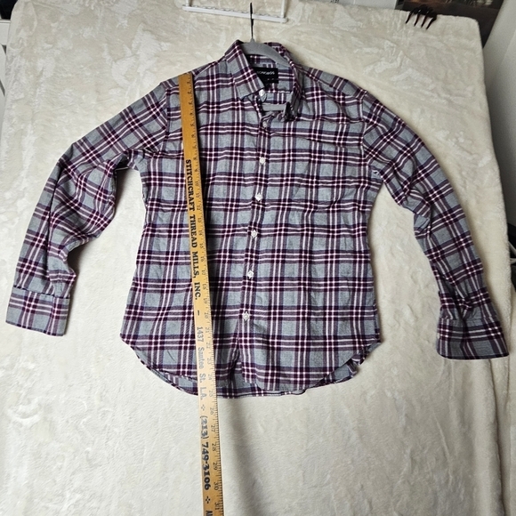 Bonobos Shirt Slim Fit Plaid Medium Men’s Gray Purple Cotton Fall Holiday - Picture 3 of 7